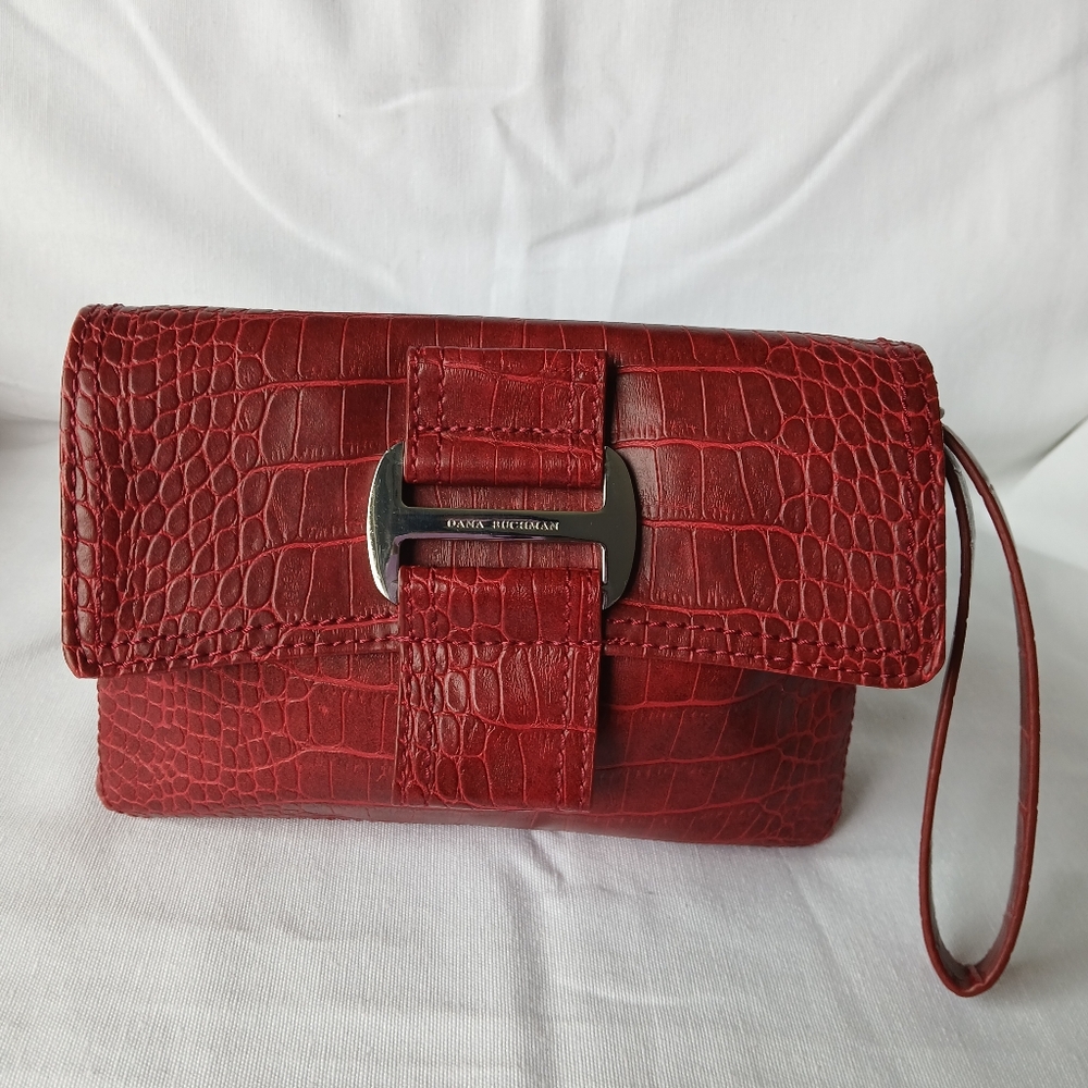 Dana Buchman Red Leather‎ Wristlet Clutch